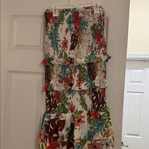 Floral Smocked Maxi Dress with crop top
